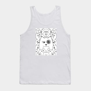 Cartoon Qute Cat Doodle / Cats illustration / Cat line art Tank Top